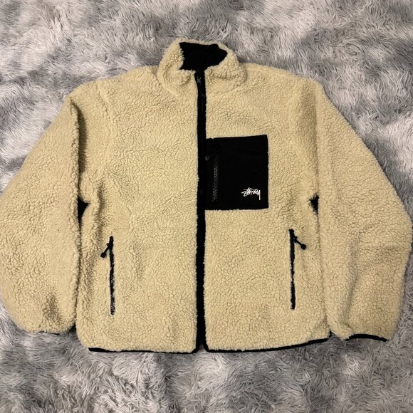 Stussy Other - Stussy 8 Ball Sherpa Reversible Jacket Tan Mens Large